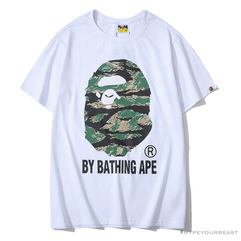 Hypeyourbeast BAPE Tiger Pattern Camouflage Ape Initials Tee Shirt 'WHITE' Clothes 1 Hypeyourbeast BAPE Tiger Pattern Camouflage Ape Initials Tee Shirt 'WHITE' Clothes