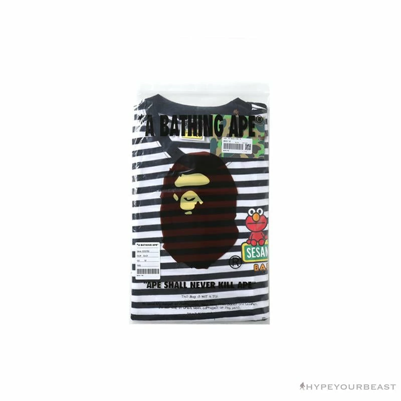 Hypeyourbeast Clothes BAPE Baby Milo Sesame Street Striped Tee Shirt 'BLACK' 4 Hypeyourbeast Clothes BAPE Baby Milo Sesame Street Striped Tee Shirt 'BLACK'
