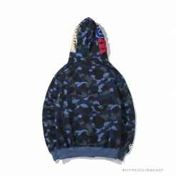 Hypeyourbeast BAPE Shark Head Classic Embroidered Camouflage Zip-Up Hoodie 'BLUE'