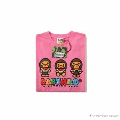 Hypeyourbeast Clothes BAPE Baby Milo Watermelon Little Monkey Tee Shirt 'PINK'