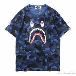 Hypeyourbeast BAPE Camouflage Shark Head Classic Cotton Short Sleeve Tee Shirt 'BLUE' Clothes