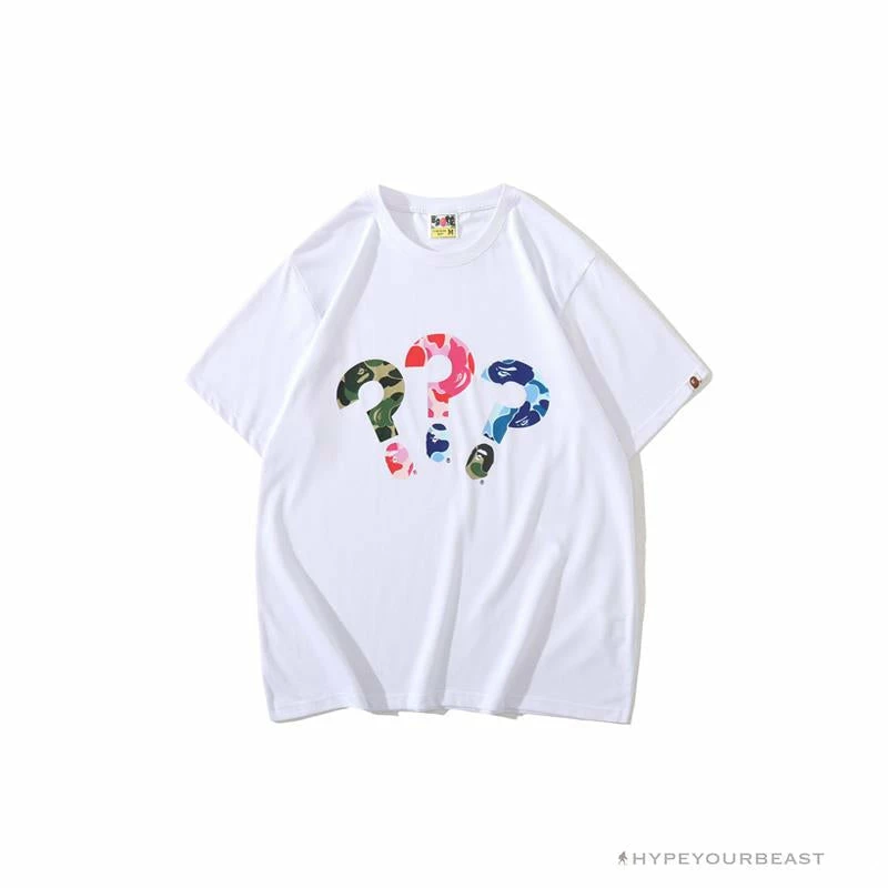 Hypeyourbeast BAPE Camouflage Three-Color Question Mark Tee Shirt 'WHITE' 1 Hypeyourbeast BAPE Camouflage Three-Color Question Mark Tee Shirt 'WHITE'