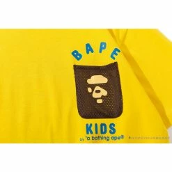 Hypeyourbeast BAPE KIDS Small Net Pocket Ape Man Head Tee Shirt 'YELLOW' Clothes
