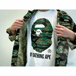 Hypeyourbeast BAPE Tiger Pattern Camouflage Ape Initials Tee Shirt 'WHITE' Clothes 11 Hypeyourbeast BAPE Tiger Pattern Camouflage Ape Initials Tee Shirt 'WHITE' Clothes