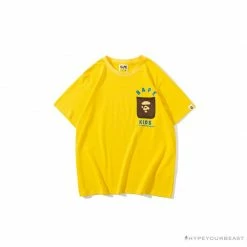 Hypeyourbeast BAPE KIDS Small Net Pocket Ape Man Head Tee Shirt'YELLOW' Clothes