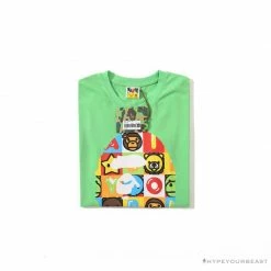 Hypeyourbeast Clothes BAPE Baby Milo Color Square Ape Head Tee Shirt 'GREEN'