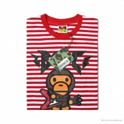 Hypeyourbeast BAPE Baby Milo Rock Bass Player Striped Tee Shirt 'RED' Clothes 9 Hypeyourbeast BAPE Baby Milo Rock Bass Player Striped Tee Shirt 'RED' Clothes