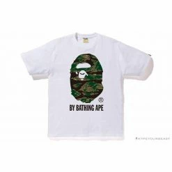 Hypeyourbeast Clothes BAPE Tiger Pattern Camouflage Ape Man Initial Print Tee Shirt 'WHITE'