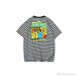 Hypeyourbeast Clothes BAPE Baby Milo Sesame Street Striped Tee Shirt 'BLACK'