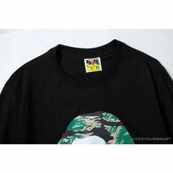 Hypeyourbeast Clothes BAPE Tiger Pattern Camouflage Ape Man Initial Print Tee Shirt 'BLACK'