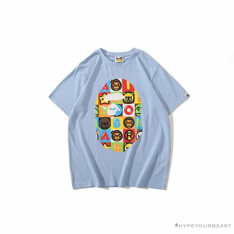 Hypeyourbeast BAPE Baby Milo Color Square Ape Head Tee Shirt 'BLUE' Clothes 1 Hypeyourbeast BAPE Baby Milo Color Square Ape Head Tee Shirt 'BLUE' Clothes