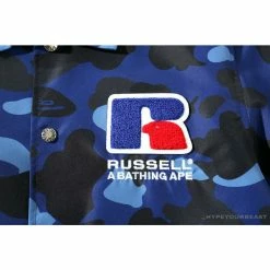 Hypeyourbeast BAPE X RUSSELL ATHLETIC Drawstring Camouflage Sweater 'BLUE' Clothes