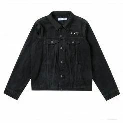 HypeYourBeast Off White Denim Black Jacket - Black Hoodies & Jackets