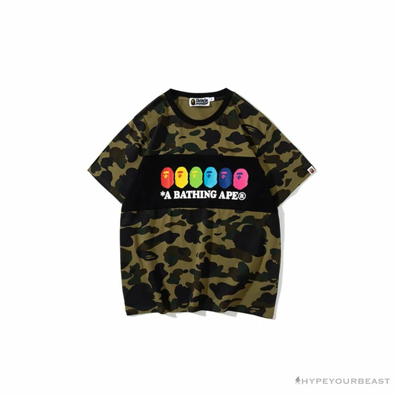 Hypeyourbeast BAPE KIDS Color Ape Head Camouflage Tee Shirt 'GREEN' Clothes 1 Hypeyourbeast BAPE KIDS Color Ape Head Camouflage Tee Shirt 'GREEN' Clothes
