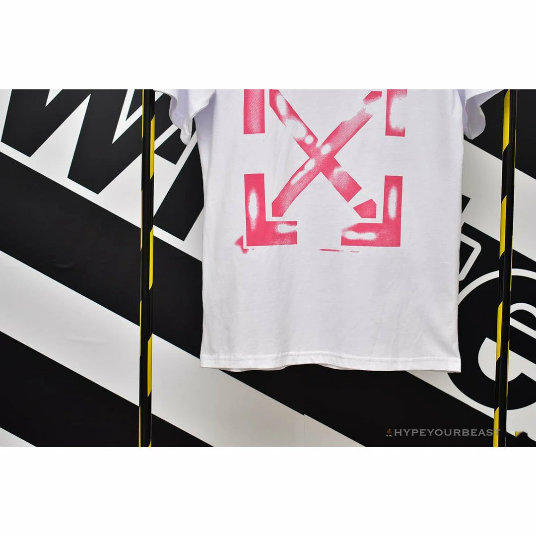 Hypeyourbeast OFF-WHITE 99 Pink Arrow Tee Shirt 'WHITE' 7 Hypeyourbeast OFF-WHITE 99 Pink Arrow Tee Shirt 'WHITE'