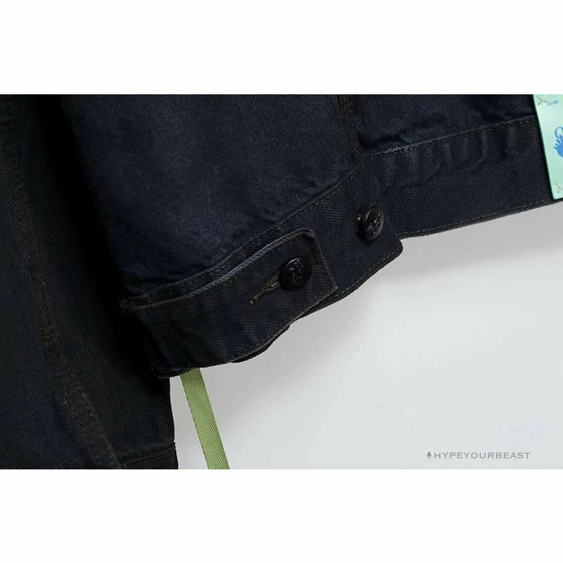 Hypeyourbeast OFF-WHITE Autumn And Winter New ️Back Blue Arrow Wash Denim Jacket Hoodies & Jackets 11 Hypeyourbeast OFF-WHITE Autumn And Winter New ️Back Blue Arrow Wash Denim Jacket Hoodies & Jackets