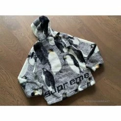 HypeYourBeast Supreme Penguins Hooded Fleece Jacket Black Hoodies & Jackets