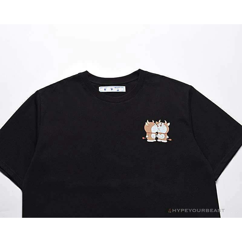 Hypeyourbeast OFF-WHITE Year Of The Ox Doraemon Arrow Tee Shirt 'BLACK' 4 Hypeyourbeast OFF-WHITE Year Of The Ox Doraemon Arrow Tee Shirt 'BLACK'
