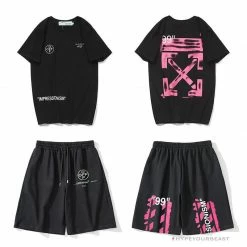 Hypeyourbeast OFF-WHITE 99 X Pink Arrow Shorts 'BLACK' 18 Hypeyourbeast OFF-WHITE 99 X Pink Arrow Shorts 'BLACK'
