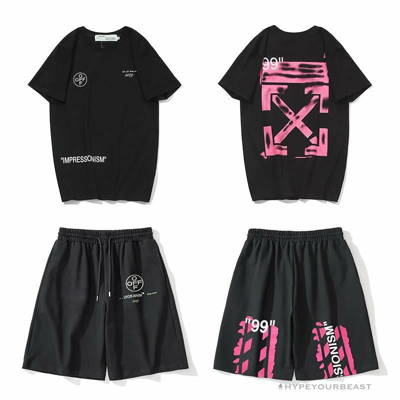 Hypeyourbeast OFF-WHITE 99 X Pink Arrow Shorts 'BLACK' 9 Hypeyourbeast OFF-WHITE 99 X Pink Arrow Shorts 'BLACK'