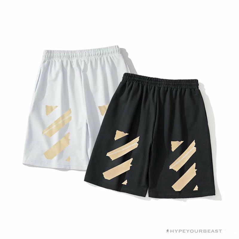 Hypeyourbeast Pants OFF-WHITE Explosive Strip Basic Arrow Shorts 'WHITE' 3 Hypeyourbeast Pants OFF-WHITE Explosive Strip Basic Arrow Shorts 'WHITE'