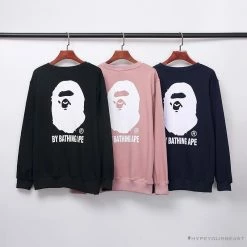 Hypeyourbeast Clothes BAPE Behind The Great Ape-Man Head Long Sleeve Shirt 'BLACK'