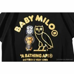 Hypeyourbeast BAPE Baby Milo Owl Bronzing Tee Shirt 'BLACK'
