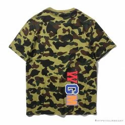Hypeyourbeast BAPE Camouflage Shark Head Classic Cotton Short Sleeve Tee Shirt 'GREEN' Clothes
