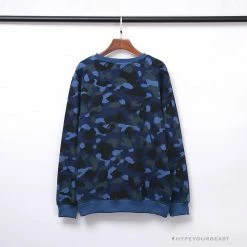 Hypeyourbeast BAPE Classic Ape Head Embroidered Camouflage Long Sleeve Shirt 'BLUE'