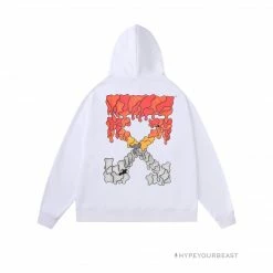 HypeYourBeast Off White Hoodie Red Orange - White Hoodies & Jackets