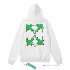 HypeYourBeast Off-White Green Hoodie - White Hoodies & Jackets