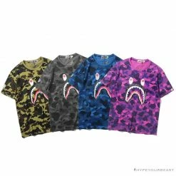 Hypeyourbeast BAPE Camouflage Shark Head Classic Cotton Short Sleeve Tee Shirt 'GREEN' Clothes
