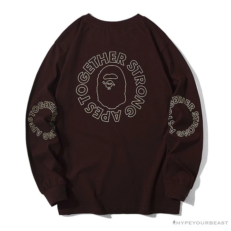 Hypeyourbeast BAPE APES TOGETHER English Alphabet Ape Head Long Sleeve Shirt 'WINE RED' Clothes 2 Hypeyourbeast BAPE APES TOGETHER English Alphabet Ape Head Long Sleeve Shirt 'WINE RED' Clothes