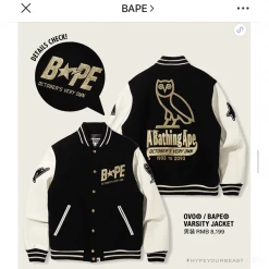Hypeyourbeast BAPE OVO Patchwork Baseball Owl Jacket Clothes