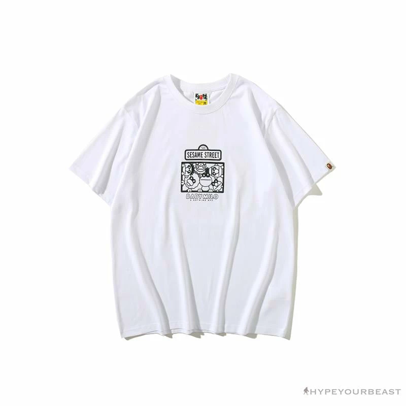 Hypeyourbeast BAPE Baby Milo Sesame Street Plain Tee Shirt 'WHITE' Clothes 1 Hypeyourbeast BAPE Baby Milo Sesame Street Plain Tee Shirt 'WHITE' Clothes