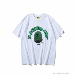 Hypeyourbeast BAPE Paint Splash Green Camouflage Tee Shirt'WHITE' Clothes