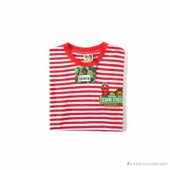 Hypeyourbeast BAPE Baby Milo Sesame Street Striped Tee Shirt 'RED'