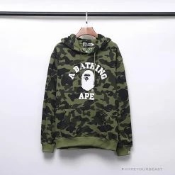 Hypeyourbeast Clothes BAPE X Bathing Ape Head Camouflage Hoodie 'GREEN'