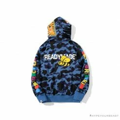 Hypeyourbeast BAPE X Readymade Tiger Head Foam Camouflage Hoodie 'BLUE' Clothes