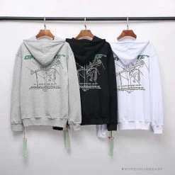 Hypeyourbeast OFF-WHITE Hand-Painted Utility Pole Worker Hoodie 'WHITE'