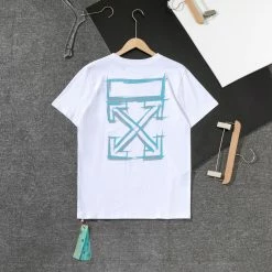 Hypeyourbeast OFF-WHITE Light Blue Marker Draw Pattern Tee Shirt 'WHITE'