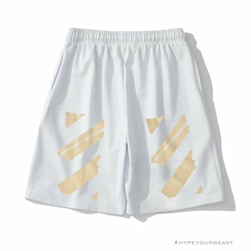 Hypeyourbeast Pants OFF-WHITE Explosive Strip Basic Arrow Shorts 'WHITE' 8 Hypeyourbeast Pants OFF-WHITE Explosive Strip Basic Arrow Shorts 'WHITE'