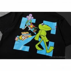 Hypeyourbeast OFF-WHITE Floral And Frog Pattern Tee Shirt 'BLACK' T-Shirts