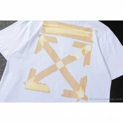 Hypeyourbeast T-Shirts OFF-WHITE Classic Cross Yellow Arrow Tape Tee Shirt 'WHITE'