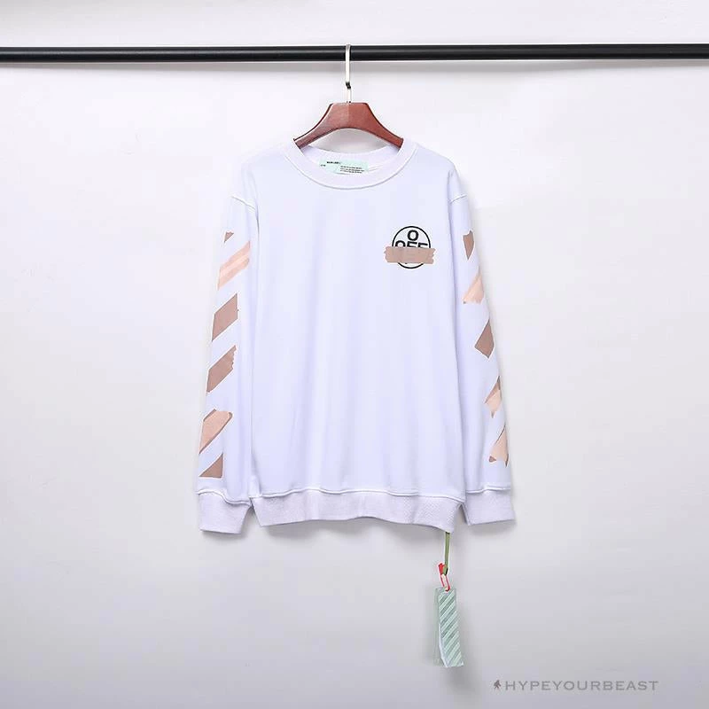 Hypeyourbeast OFF-WHITE Rubber Strip Arrow Long Sleeve Shirt 'WHITE' 1 Hypeyourbeast OFF-WHITE Rubber Strip Arrow Long Sleeve Shirt 'WHITE'