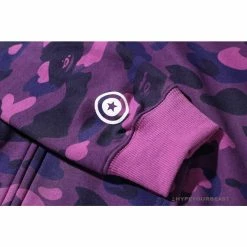 Hypeyourbeast BAPE Shark Head Classic Embroidered Camouflage Zip-Up Hoodie 'PURPLE' Clothes
