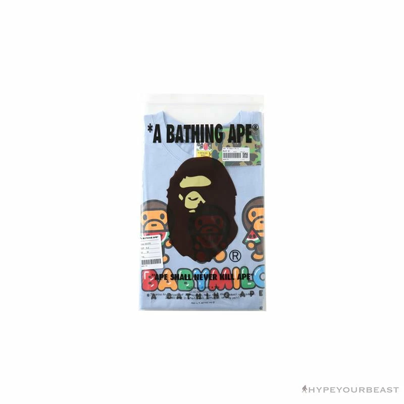 Hypeyourbeast Clothes BAPE Baby Milo Watermelon Little Monkey Tee Shirt 'BLUE' 4 Hypeyourbeast Clothes BAPE Baby Milo Watermelon Little Monkey Tee Shirt 'BLUE'