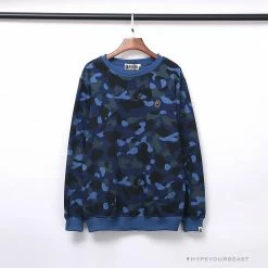 Hypeyourbeast BAPE Classic Ape Head Embroidered Camouflage Long Sleeve Shirt 'BLUE'