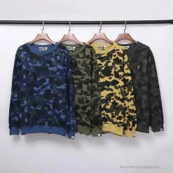Hypeyourbeast BAPE Classic Ape Head Embroidered Camouflage Long Sleeve Shirt 'YELLOW'