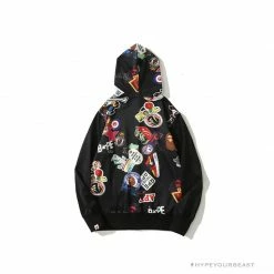 Hypeyourbeast Clothes BAPE Badge LOGO Sticker Style Stitching Hoodie